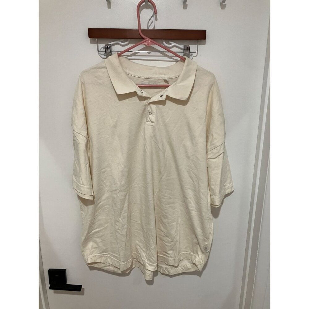 Standard/Cloth Men's Snap Button Polo Shirt, Cream, Size Large